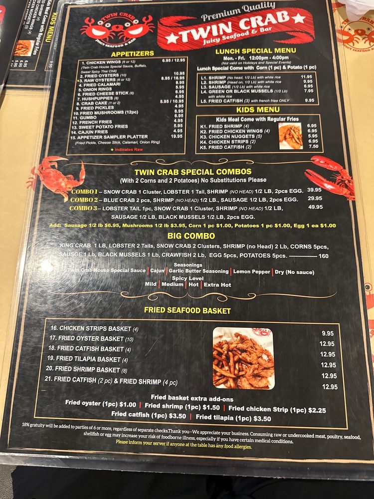 Twin Crab Menu - Image 1